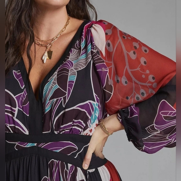 ANTHROPOLOGIE LET ME BE Floral Midi Dress XL - Picture 3 of 12